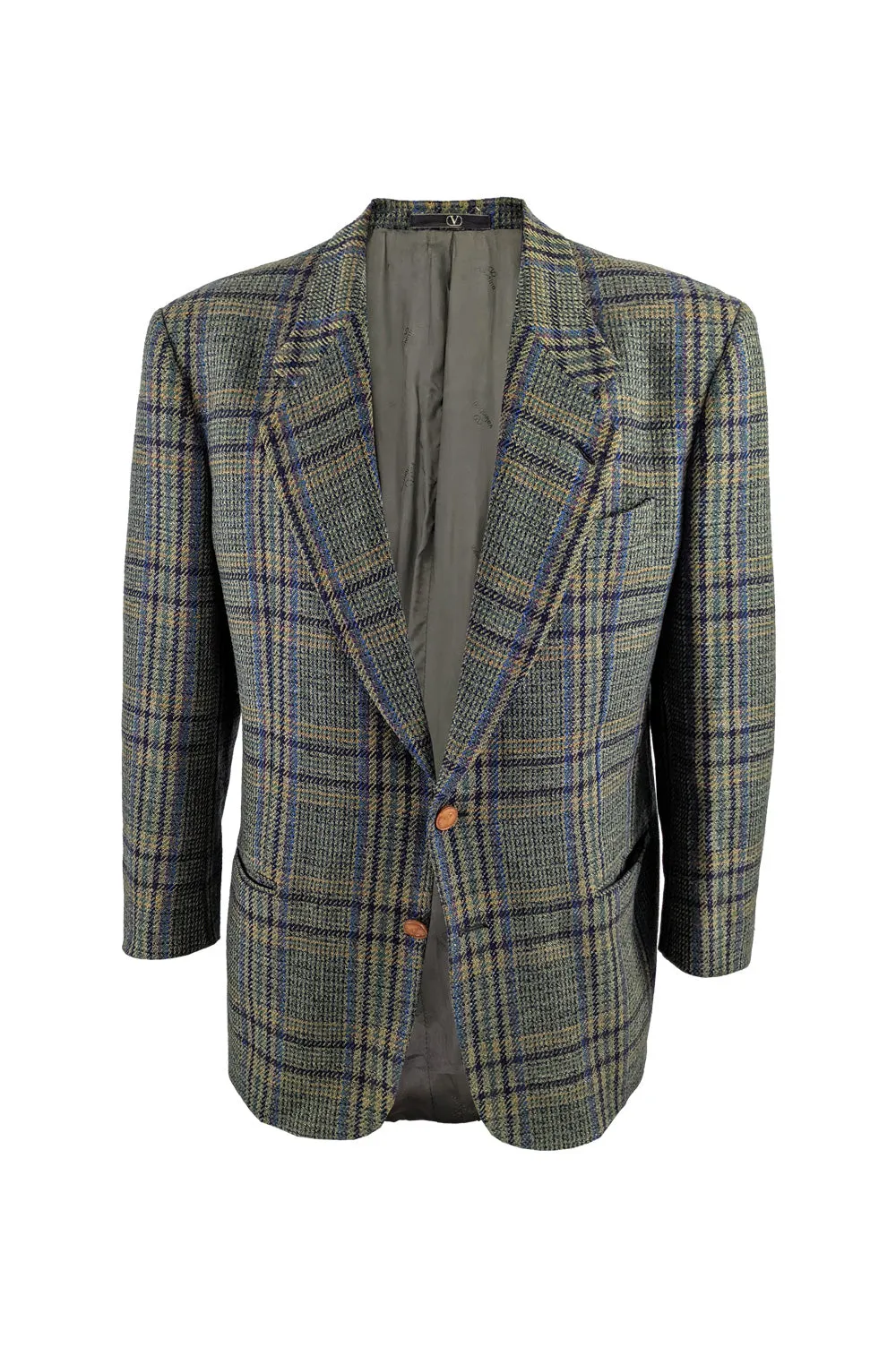 Valentino Vintage Virgin Wool Shoulder Pads Tweed Blazer, 1980s