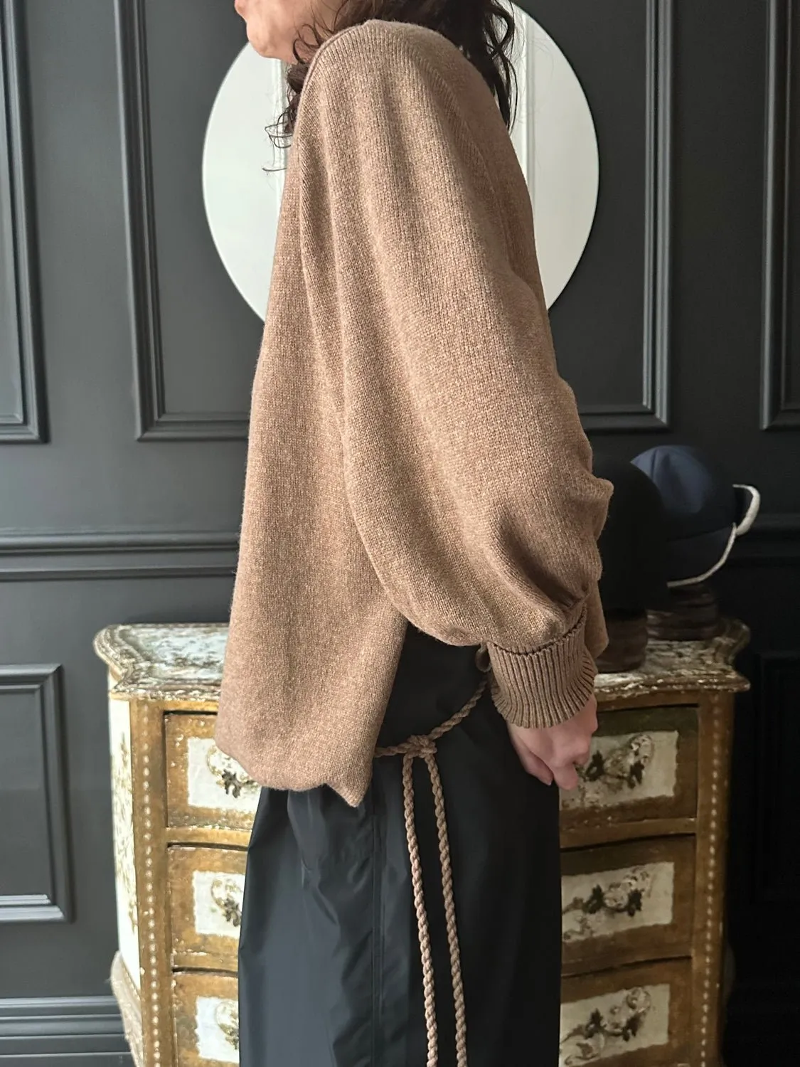 VERONIQUE LEROY - Knit Drawstring Sweater in Blush