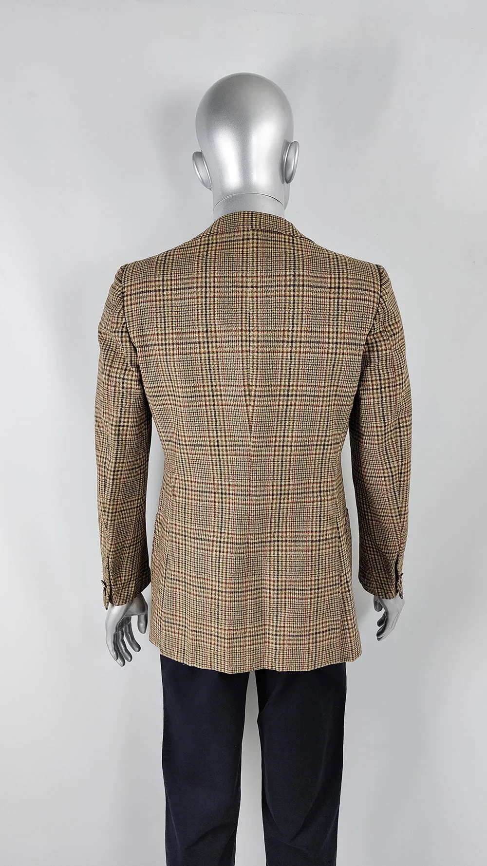 Vintage 70s Mens Wide Lapel Patch Pocket Check Blazer, 1970s