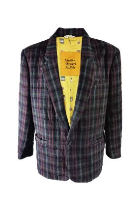 Vintage Mens Italian Checked Bold Shoulder Blazer, 1980s