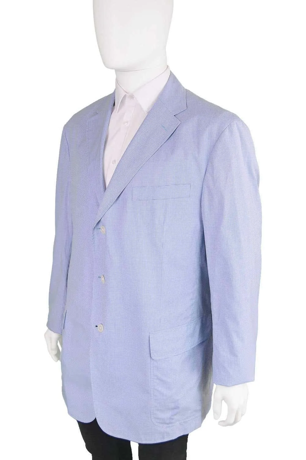 Vintage Ralph Lauren Blue & White Cotton Summer Blazer, 1990s