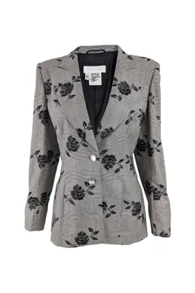 Vintage Womens Floral Embroidered Blazer Jacket, 1980s