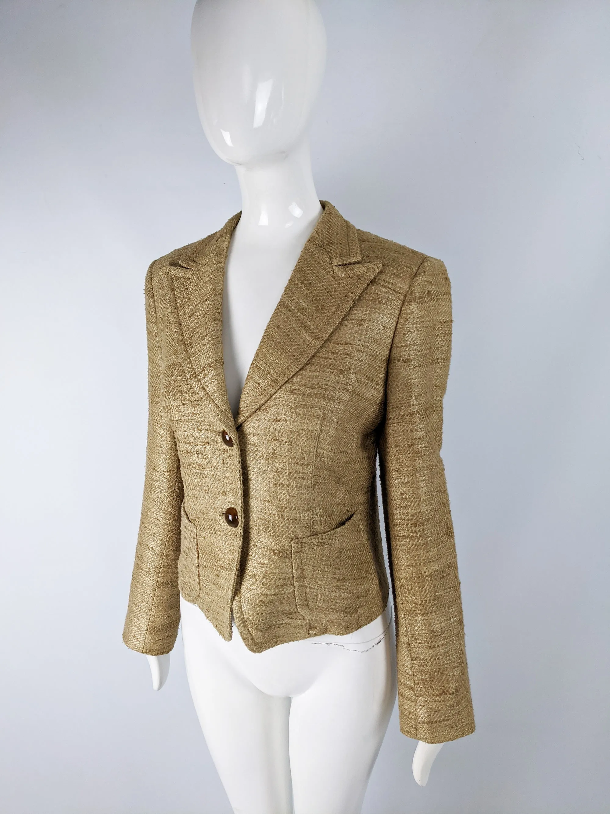 Vintage Womens Silk Tweed Blazer Jacket, 1990s