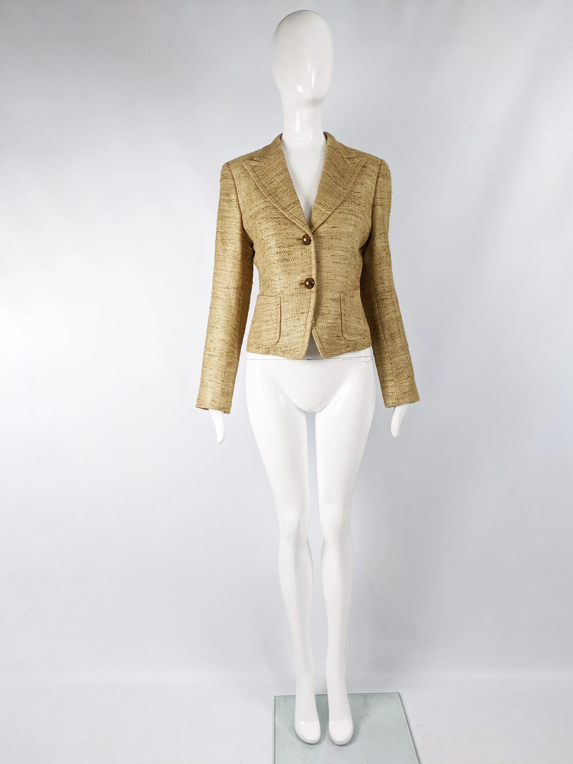 Vintage Womens Silk Tweed Blazer Jacket, 1990s