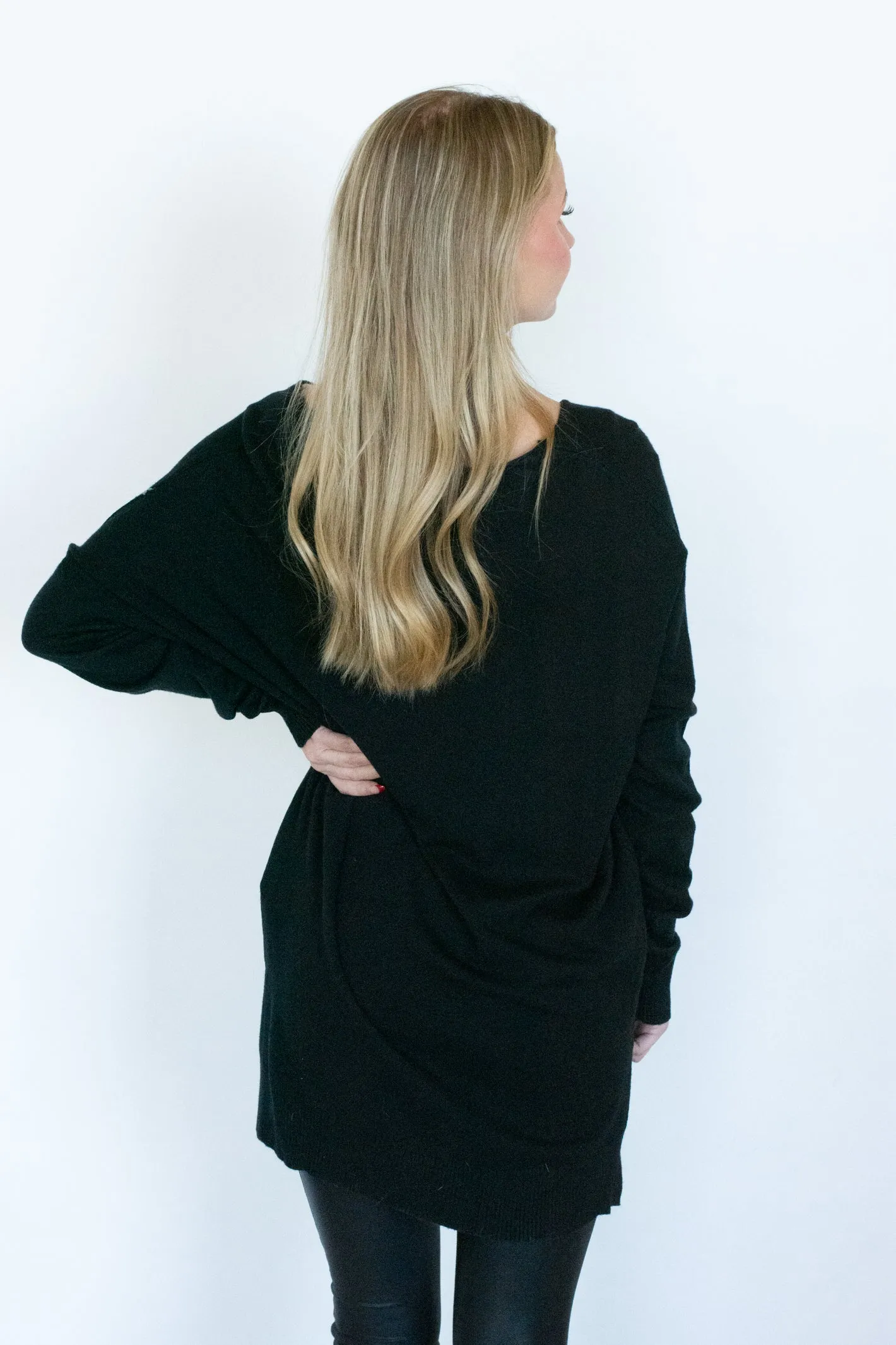 Wishing on Winter Black Basic Sweater to