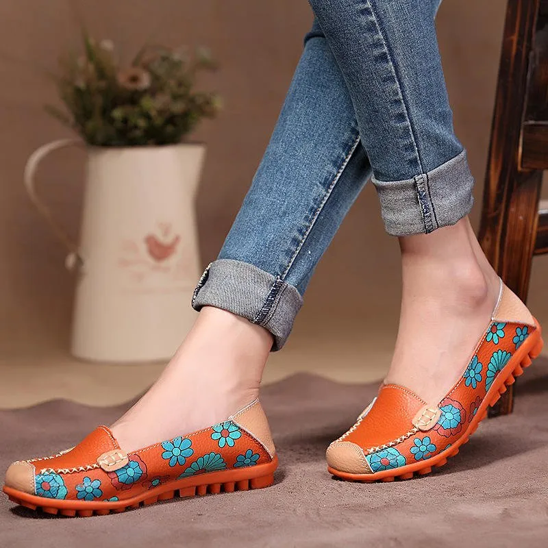 Women's Floral Loafers Moccasins Flats