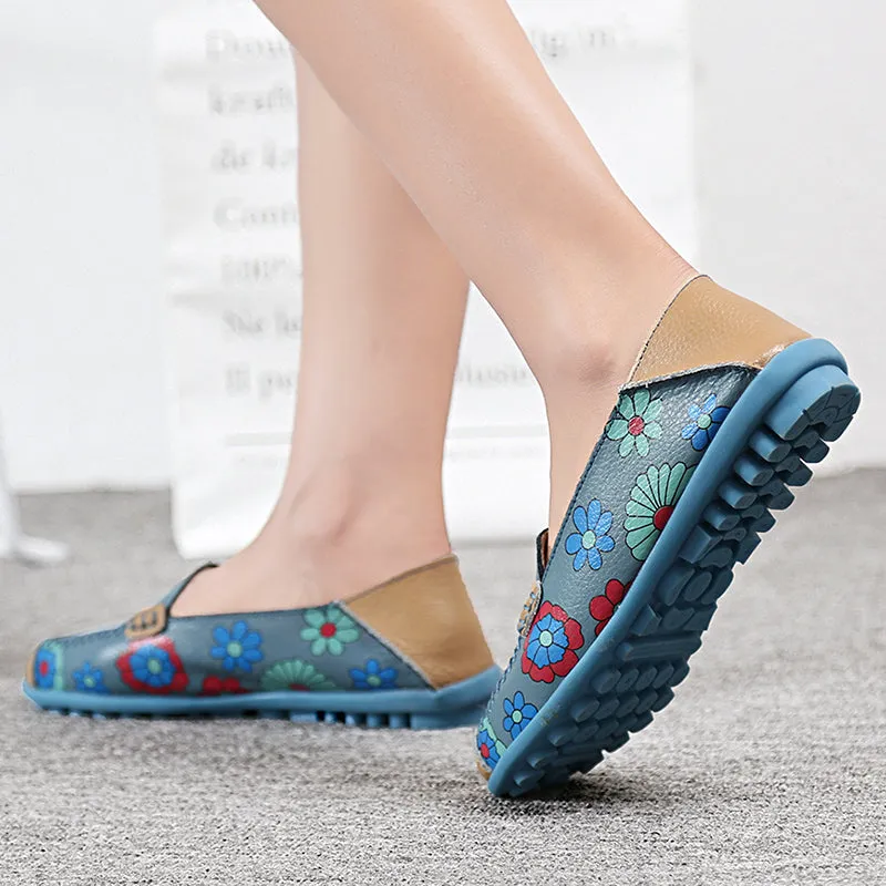 Women's Floral Loafers Moccasins Flats