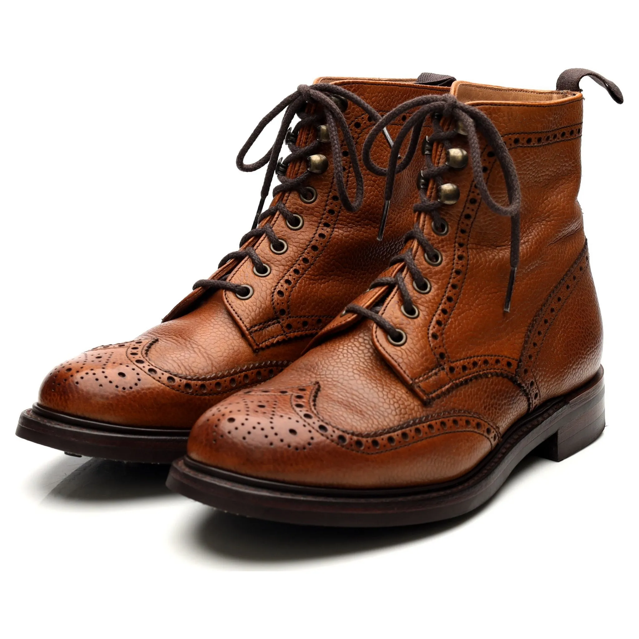 Women's 'Olivia' Tan Brown Leather Brogue Boots UK 5 D