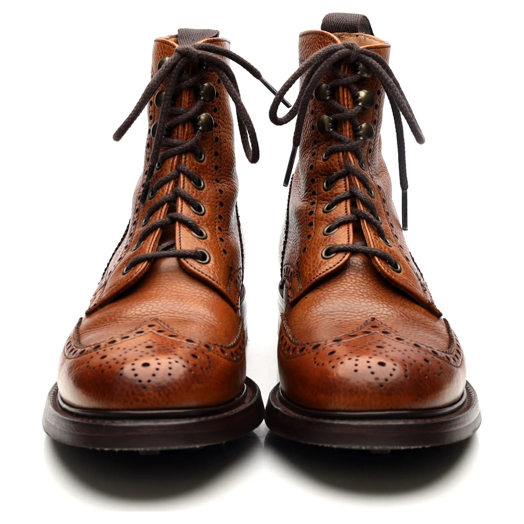 Women's 'Olivia' Tan Brown Leather Brogue Boots UK 5 D