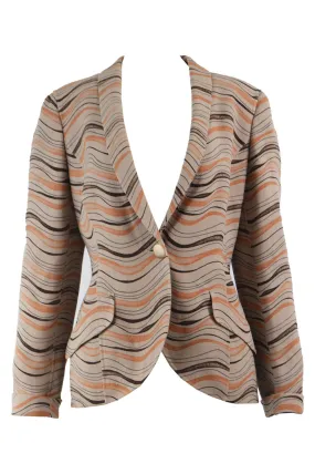 Womens Vintage Taupe & Orange Crepe Sculptural Blazer, 1980s