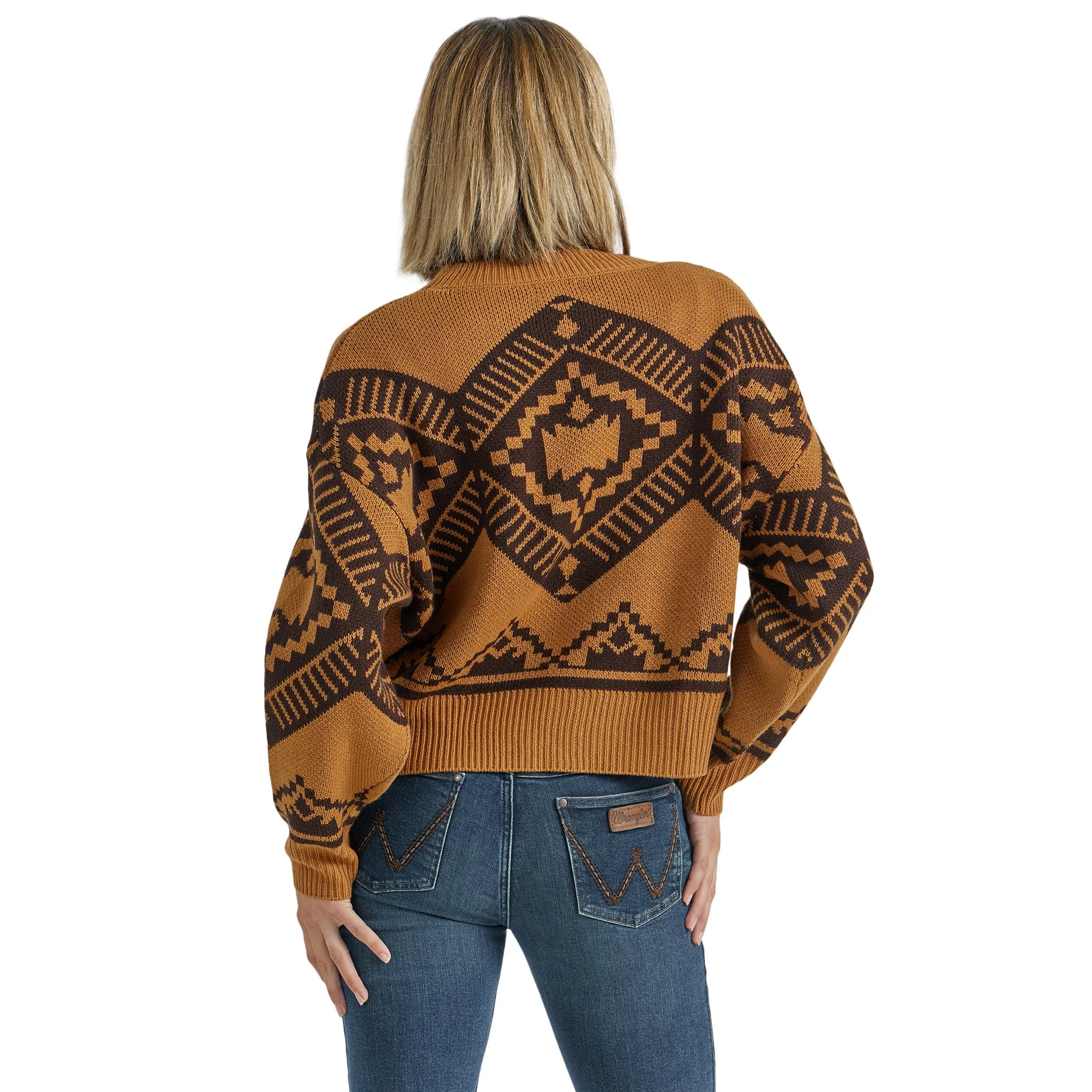 Wrangler Women's Jewel Brown Aztec Print Sweater